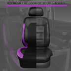 CAR PASS Leather Car Seat Covers Front Seats only, with Air Mesh Front Seat Covers Breathable, Cool Automotive Seat Covers 2 Pack, Universal Fit Most Cars,SUV,Truck,Van Airbag Compatible(Black Purple)