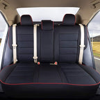 EKR Rav4 Seat Covers Custom Fit for Toyota Rav4 XLE,Platinum,Limited 2013-2018 & SE 2016-2018, Leather Car Seat Cover Full Set for SUV,Faux Leather(Black with Red Trim)