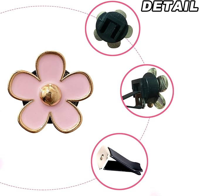 4 Pcs Metal Daisy Air Vent Clips Flower Car Air Freshener Clip Air Conditioning Outlet Clip Bling Charm Car Inter Decor Accessories for Girls Women