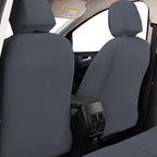 Flying Banner car seat Covers Protects Water Proof Faux Leather Carbon Fiber Front and Rear Bench Split 40/60 50/50 60/40(Gray Gray, Full Set - 8PCS)