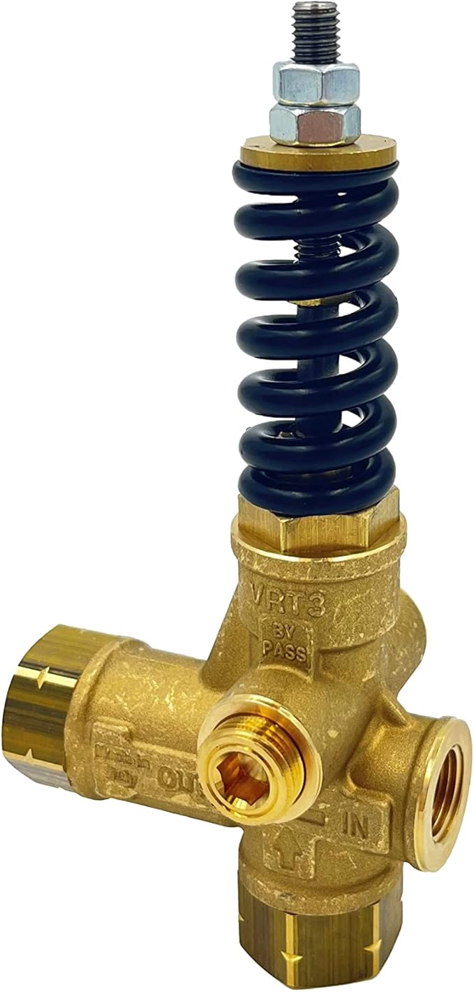 Annovi Reverberi VRT3-310A Unloader, Black Spring, 4500 PSI, 10.5 GPM, No Adjustment Knob, Brass