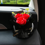 Mini Car Vent Clip Air Freshener, Aesthetic Floral Soap Rose Bouquet Diffuser Decor, Reusable Essential Oil Aroma Pad, Cute Car Accessories Gift for Women (Style B)