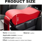 Car Armrest Cushion, Soft Memory Foam Auto Armrest Pillow with Storage Bag, Leather Center Console Arm Rest Padded Cushion with Phone Holder, Universal Car Accessories (Red)
