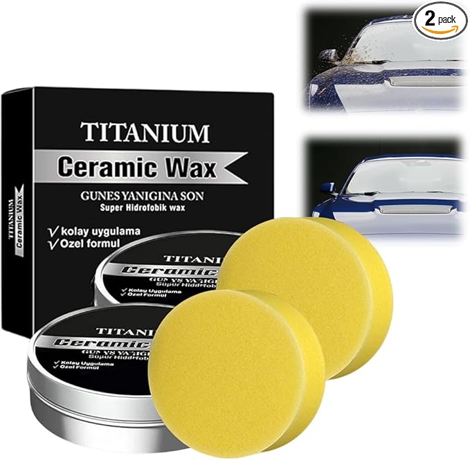 Titanium Ceramic Wax Cream, 2026 Upgrade Ceramic Wax, Auto Car Coating Polishing Waxes, Auto Car Scratch Repair Paste, Vehicle Paint Care with Sponge, Lasting, Easy Application (2, L)
