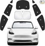 8pcs Car Window Shades for Tesla Model Y 2020-2024 Upgrade with Suction Cups Design | Full Coverage Window Covers Sunshades for Camping | Privacy Window Shade for Front, Rear, and Side Windows