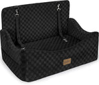 JOEJOY Dog Car Seat for Medium/Large Dogs - Reversible Dual-Sided Travel Dog Car Bed with Memory Foam, Washable Pet Booster Seat for Dogs up to 55 lbs or 2 Small Dogs, 2 Safety Leashes, Black