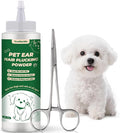 Dog Ear Plucking Powder & Hair Removal Tool Kit – 30g Dog Ear Powder for Hair Removal, 5.5" Hemostat Ear Hair Removal Tool – Helps Reduce Wax & Odor – Ear Grooming Kit for Dogs