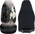 Car Seat Covers 2 Pcs Soft Comfortable Auto Front High Back Seat Protector Covers Automobile Interior Decor Accessories, Universal(Black White Horse 59)