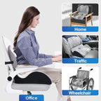 X Large Memory Foam Seat Cushion Lumbar Support Pillow for Sciatica & Tailbone Pressure Relief Coccyx Pad for Office Chair, Car,Wheelchair,Home,Office
