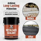 Liquid Rubber MetalSafe Sealant - Metal Roof Waterproof Membrane Coating and Corrosion Protection, Solar Resistant, Indoor and Outdoor Use, Easy to Apply, 1 Gallon, Black