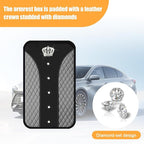 Bling Car Center Console Cover, Crown Crystal Rhinestones Vehicle Armrest Mat Protector, Anti Slip Sparkling Automotive Arm Rest Seat Box Cushion Pad Decor Accessories, Universal Fit (Gray)