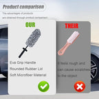 Car Wheel Cleaner Brush, Soft Microfiber Wheel Rim Cleaner, Non Scratch Car Detailing Brush, Highly Water Absorption & Removable Tire Brush, Vehicle Rim Wash Tool (Grey)