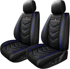 Car Seat Cover for Ford Explorer 2000-2025, Waterproof Durable Compatible Airbag, Premium Leather Seat Protector(2 Seats Standard,Black Blue)