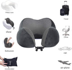 TALLGO Travel Pillow, Best Memory Foam Neck Pillow Head Support Soft Pillow for Sleeping Rest, Airplane Car & Home Use (Grey)
