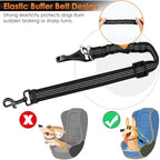 SlowTon Dog Seat Belt for Car, Adjustable 3 in 1 Dog Seatbelt with Elastic Bungee Buffer, Nylon Heavy Duty Dog Car Harness Reflective Safety Tether Leash with Latch Hook Clip Black