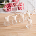 7Pcs 8ml Hanging Car Air Freshener Perfume Bottle, Refillable Aromatherapy Fragrance Clear Empty Essential Oil Diffuser Perfume Pendant Auto Ornaments Decor Accessories with Wooden Caps