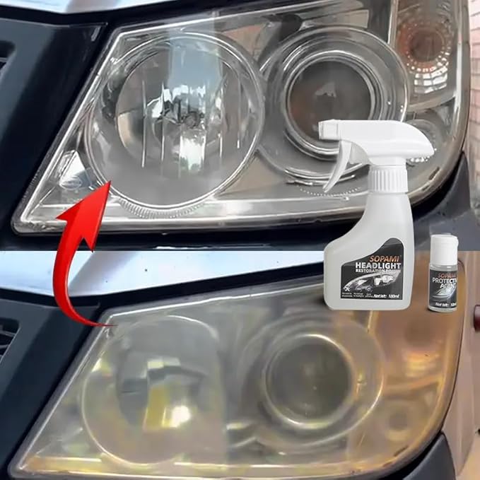 SOPAMI Automotive Headlight Restoration Kit Oxidized and Yellowed Automotive Headlamps Blurring Enhanced Crystallization Coating Refurbisher,Maximum Gloss & Shine – Extremely Hydrophobic