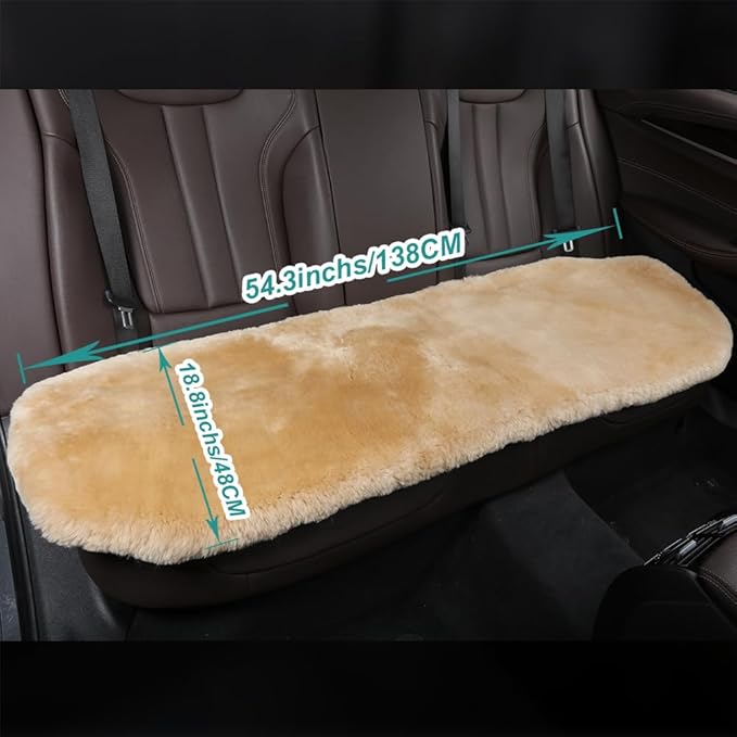 OGLAND Fluffy Genuine Australia Sheepskin Car Seat Cover for Auto Interior Accessories with Soft Fuzzy Wool Eco-Friendly Natural Fur Non-Slip (Honey Beige, Back)