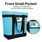 CIVJET Insulated Reusable Tote Bag for Grocery Shopping for Women/Men, Pizza/Food Delivery Bag to Keep Food Cold/Hot for Commercial Food Transport, Cooler bags for Travel/Beach/Picnic, Blue