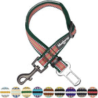 Blueberry Pet Dog Leash & Puppy Essentials: 3M Reflective Multi-Colored Stripe Adjustable Dog Seat Belt for Car, Safety Tether for Dogs, Dark Green/Pink, 1" Width, 16.5"-25.5" Length