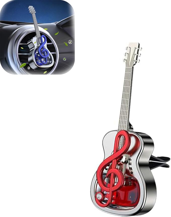 Guitar Shape Aromatherapy Diffuser,Guitar Car Air Freshener Vent Clips,Car Air Conditioner Decorations Clip Accessories,car essential oil diffuser vent clip (Red, Dragon)