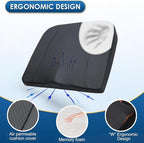Car Seat Cushion,Thickened Comfort Memory Foam Seat Cushions for Car and Office Chair - Sciatica & Lower Back Pain Relief, Driver Seat Pillow for Auto, Office Chair, Wheelchair Pad-Black