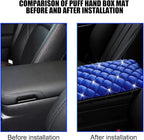 Mandark Bling Car Center Console Cover, Crystal Rhinestone Fluffy Automotive Armrest Seat Box Cushion Pad, Soft Comfortable Diamond Arm Rest Protection Mat, Universal Vehicle Accessories (Blue)