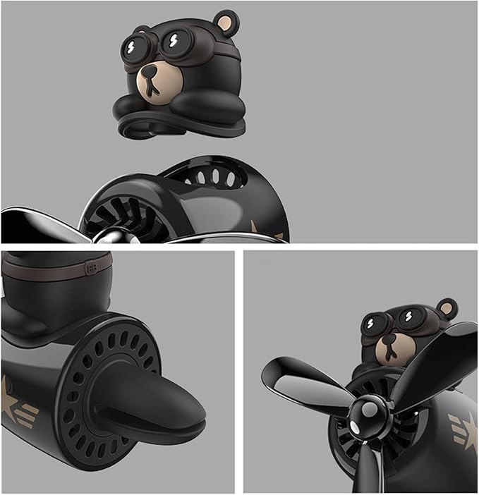 Car Air Fresheners,Cute Bear Pilot Car Diffuser Rotating Propeller Air Outlet Vent Fresheners,Aromatherapy Ornament Car Accessories