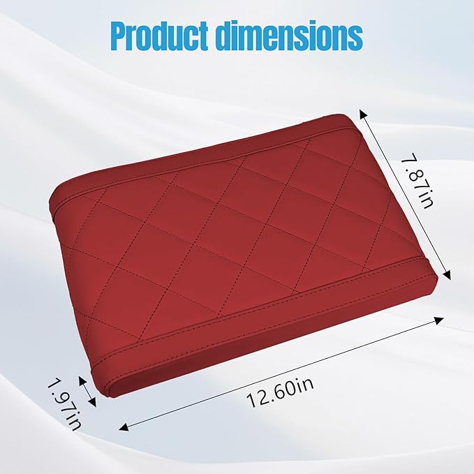 Hovom Car Center Console Armrest Pillow, 12.6"×7.87"×1.97" Leather Arm Rest Cover for Cars, Soft Comfortable Auto Armrest Cushion Pad, Vehicle Middle Console Cover, Car Accessories (Wine Red)