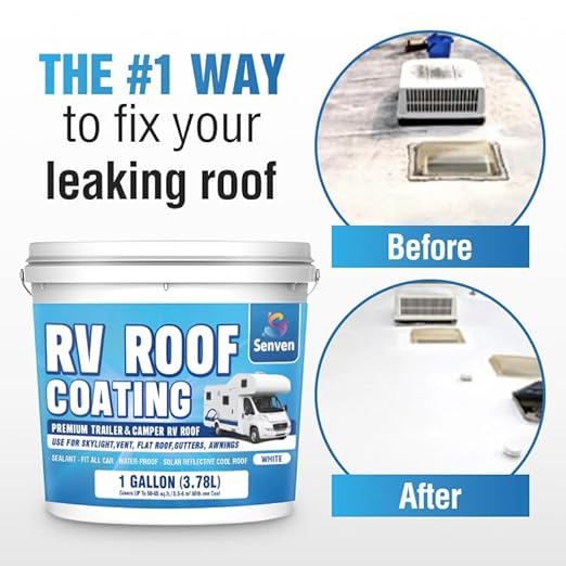 RV Roof Sealant RV Roof Coating RV Roof Sealant White 1 Gallon Waterproof Solar Reflective & Leak Repair for Trailers Campers Motorhomes