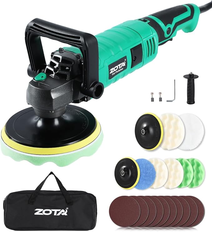 Buffer Polisher, 1600W 7 Inch/6 Inch Pure Copper Motor Car Buffers and Polishers Kit, 7 Variable Speeds 1000-3500 RPM Car Polishers and Buffers, Ultra-long Cord for Car Boat Polishing Waxing.