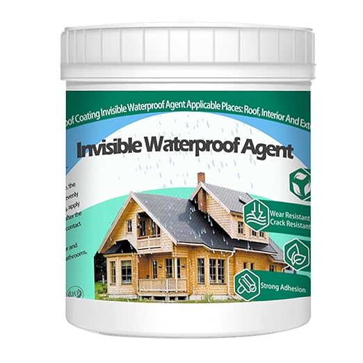 1Kg/35.3Fl.oz Invisible Waterproof Agent Indoor&Outdoor Waterproof Coating Set Transparent Liquid Sealant with Wooden Brush Resistant Work Gloves Putty Shovel Cut