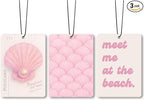 Pink Coastal Seashell Car Air Freshener Accessories 3pcs, Preppy Meet Me at The Beach Hanging Air Fresheners Decor for Girly Beachy Room Closet, Trendy Scent Lavender Fragrance Card for Women