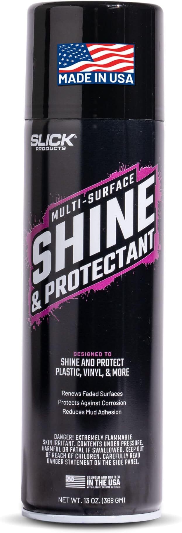 Slick Products Shine & Protectant Spray 17.35 FL OZ. - High Gloss Clear Coating Renew Vinyl, Plastic, Rubber, Trim, Tire, Car, Truck, Motorcycle, Dirt Bike