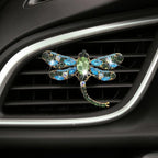 4Pcs Bling Rhinestone Crystal Dragonfly Air Freshener Vent Clips,Cute Car Air Fresheners Vent Clips Accessories,Refillable Car Diffuser, Glamorous Auto Decor (Green)