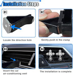 Bling Car Dashboard Air Vent Trim Clips, Crystal Rhinestone Air Vent Clips, Car Interior Decoration Accessories, Cross Air Conditioning Outlet Clip for Women Girls (Silver, 2PCS)