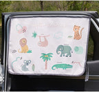 Magnetic Car Sun Shade Curtain for Side Window – Sun Blocker and UV Protector for Baby, Kids, and Pets – Universal Fit with Built-in Magnets for Steel-Framed Door (Animal Friends)
