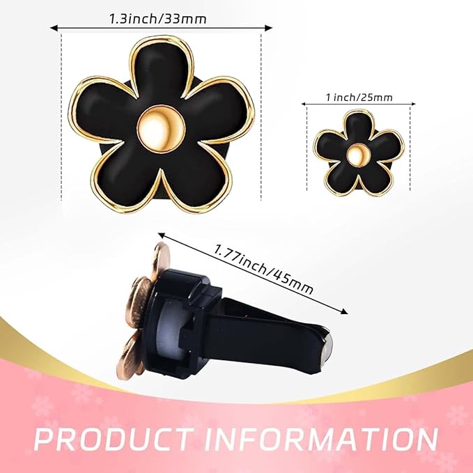 6 Pack Colorful Daisy Flower Car Air Vent Clips Car Air Outlet Freshener Clip for Car Interior Decoration Accessories (Black, White, Red)