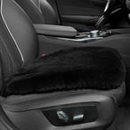 Genuine Sheepskin Auto Seat Pad, Australian Soft Wool Seat Cover Breathable and Sweat-Wicking Comfort Warm Universal Fit,19.2 inch x19.2 inch (Front seat Cushion 1pc, Black)