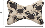 Car Headrest Pillow Compatible with Puppy Pug Dogs Print, Cartoon Neck Pillow for Car, 2 Pcs Comfortable Soft Car Seat Pillow for Driving,Head Rest Cushion, Cute Neck Pillow for Travel