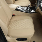 Black Panther PU Car Seat Cover, Front Bottom Seat Protector Compatible with 95% Vehicles,Anti-Slip & Full Wrapping Bottom (W 21.26''×D 20.86”)(1Piece,Dark Beige)