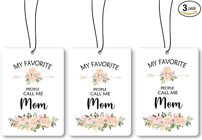 Mom Mother Gifts Car Air Freshener Hanging 3 Pack, My Favorite People Call Me Mom Car Accessories Gifts for Grandma Christmas Women,Rustic Floral Scent Card Lavender for Closet Bathroom Decor
