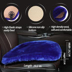 LLB Genuine Sheepskin Car Seat Cushion Seat Covers for Cars Trucks SUV Comfort Seat Protector Pad for Car Driver Seat Car Accessories for Women Office Chair Car Decor (Blue, Front Seat Cushion-1 Pc)