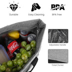 CIVJET Insulated Reusable Tote Bag for Grocery Shopping for Women/Men, Waterproof Cooler Bags for Travel/Beach/Picnic, Pizza/Food Delivery Bag to Keep Food Cold/Hot (Cationic Cloth, Grey，2-Pack)
