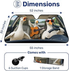 GENANY Silly Goose Windshield Sun Shade for Car SUV Truck (55x30 Inches), Front Window Visor for Windows, Protector Blocks UV