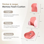 FLORICH Upgraded 3-in-1 Memory Foam Car Seat Cushion Set with Lumbar Support & Neck Pillow, Washable Driving Seat Cushion for Back & Sciatica Pain Relief, Non-Slip Seat Cushion for Car, Office-Pink