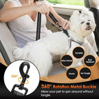 SlowTon Dog Seat Belt for Car, Adjustable 3 in 1 Dog Seatbelt with Elastic Bungee Buffer, Nylon Heavy Duty Dog Car Harness Reflective Safety Tether Leash with Latch Hook Clip Black