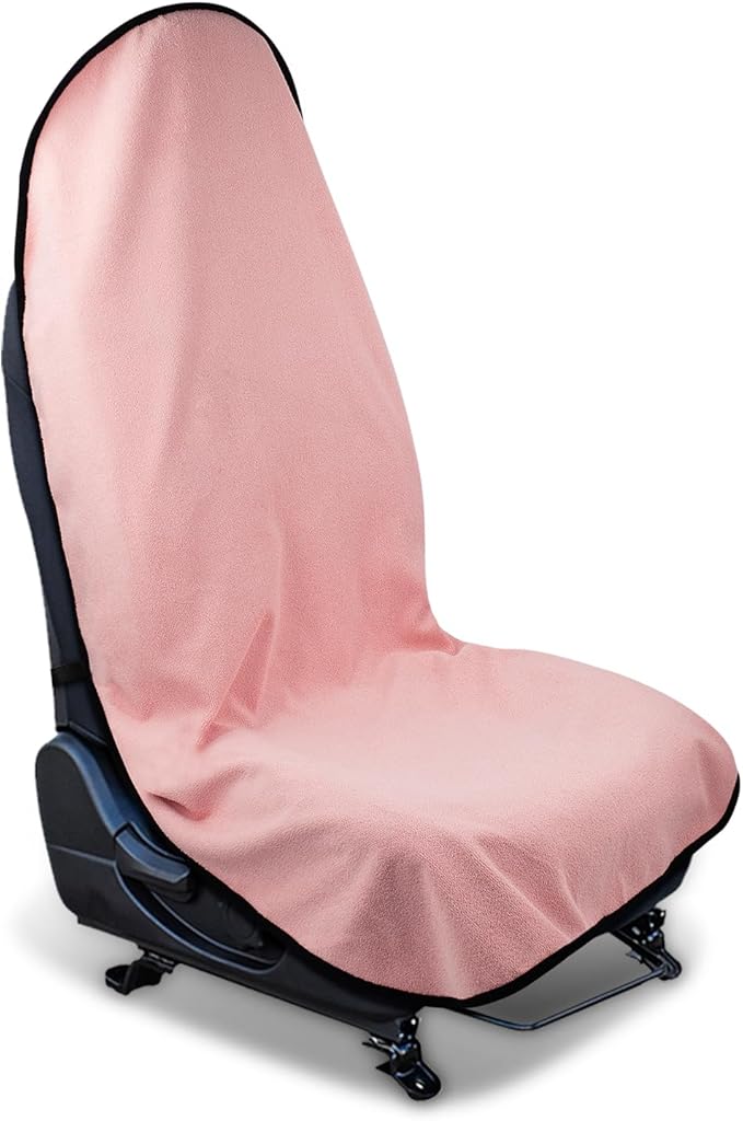 Waterproof Sweating Car Seat Cover for Post Gym Workout, Running, Swimming, Beach and Hiking, Universal Fit Non-Slip Bucket Seat Protector for Cars SUV Trucks, Machine Washable (Pink)