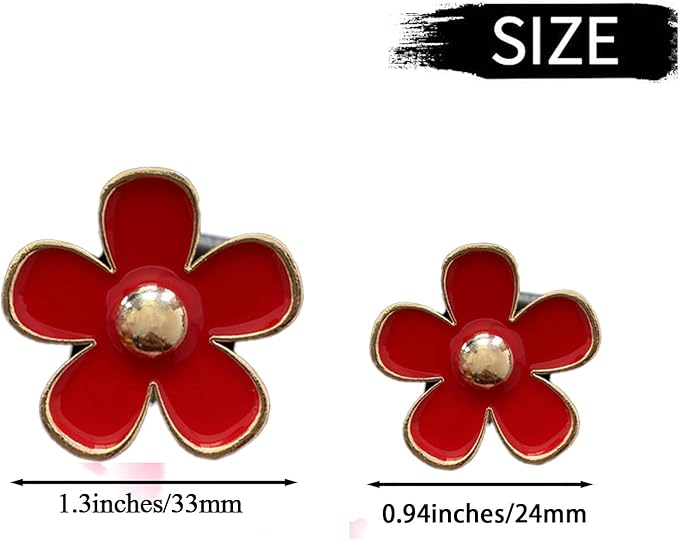 6pcs Colorful Daisy Flower Car Air Vent Clips, Car Air Outlet Freshener Clip for Auto Interior Decoration Accessories (Red)