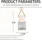 5PCS Hanging Car Air Freshener, 8 ml Oil Diffuser Perfume Aromatherapy Pendant Empty Glass Bottle, Fragrance Ornament with Vent Clip Wooden Cap and Rope, Auto Interior Decoration (Square)